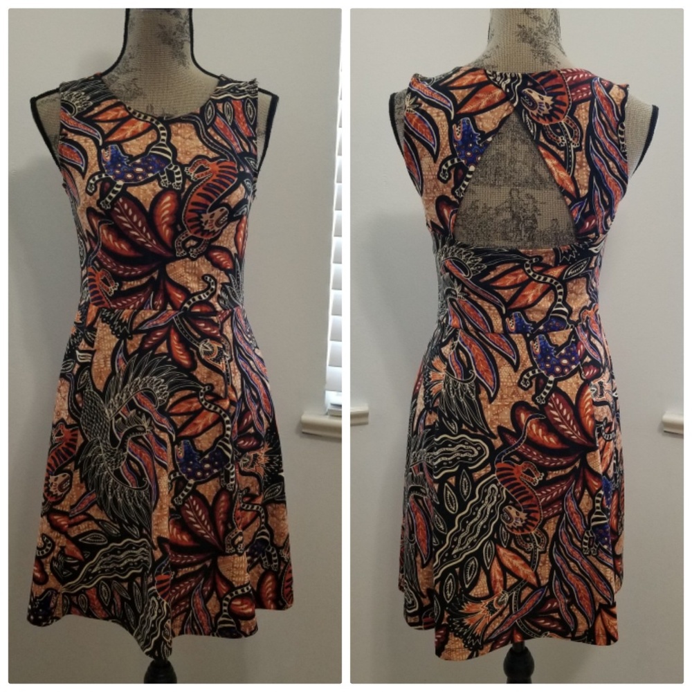 H&M tribal cut out skater dress dragons